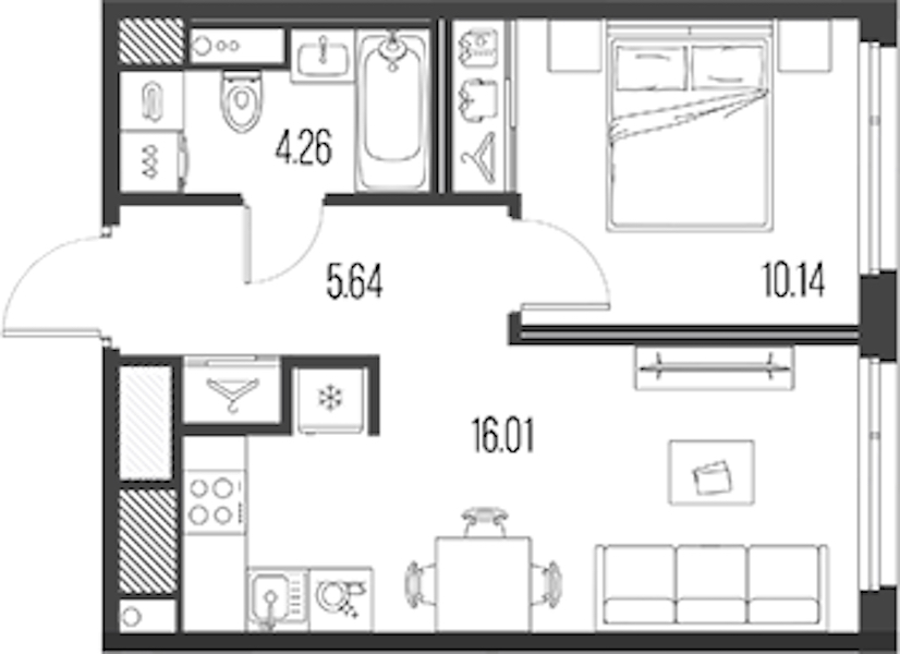 1-комнатная квартира 36.05 м², 2/10 эт., ЖК «LEGENDA Васильевского»